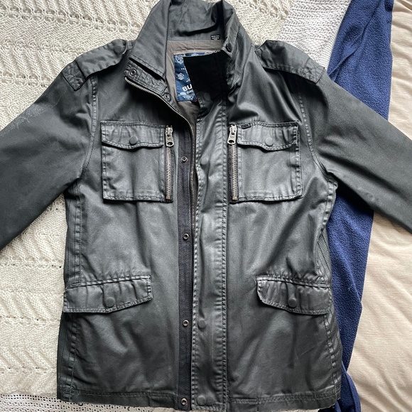 Buffalo David Bitton Black Waxed Cotton Jacket – Size Mens Medium - Picture 1 of 12